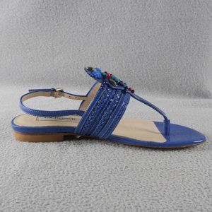 NIB L.K. BENNETT LONDON "ELENI" $325 AZURE JEWELED SANDAL Flats Size 35 EUR ANB